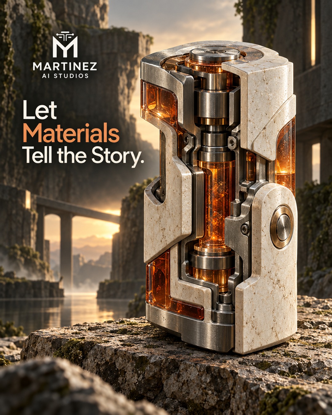 AI-generated editorial illustration: Let Materials Tell the Story