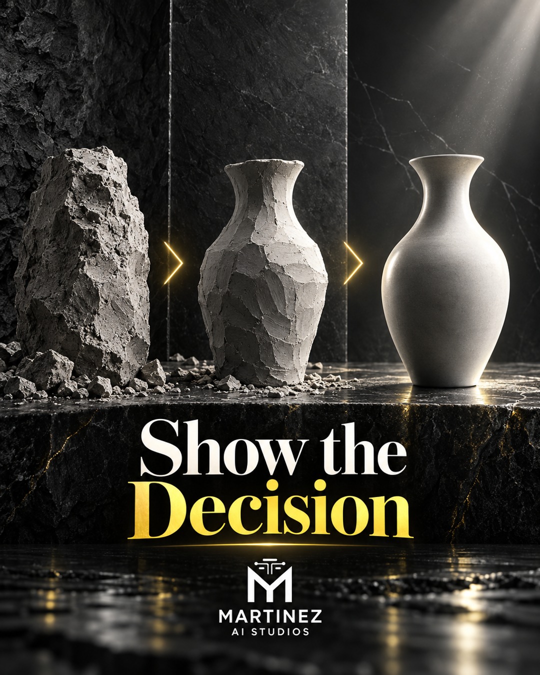 AI-generated editorial illustration: Show the Decision