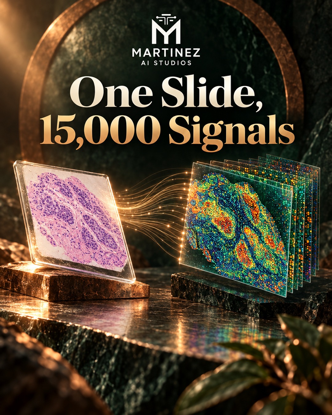 AI-generated editorial illustration: One Slide, 15,000 Signals