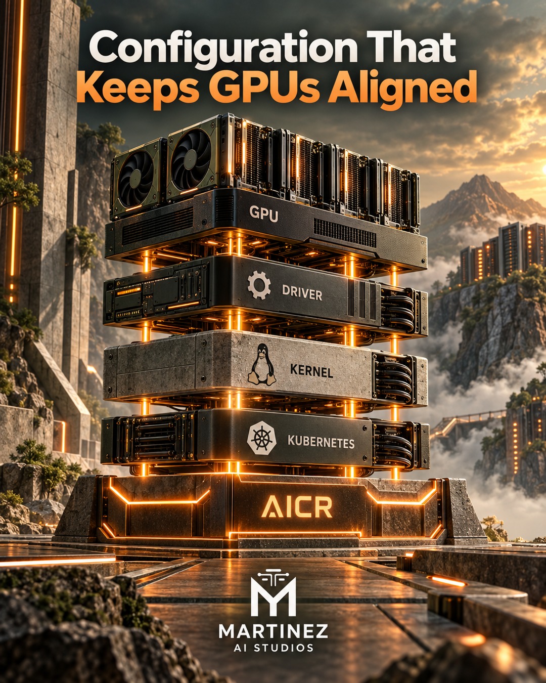 AI-generated editorial illustration: Configuration That Keeps GPUs Aligned
