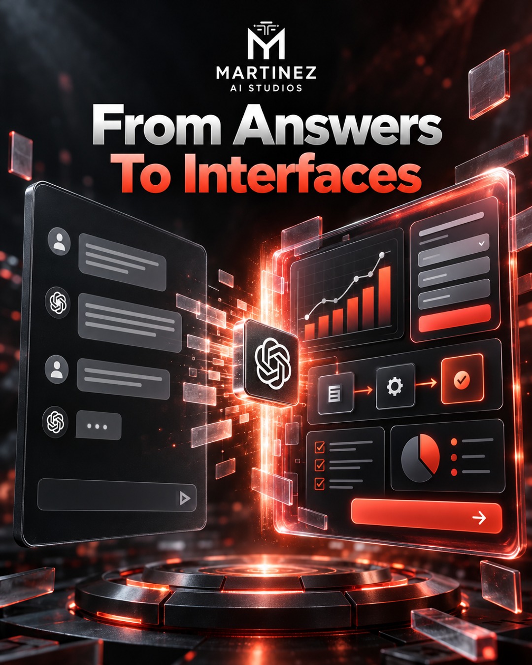 AI-generated editorial illustration: From Answers To Interfaces