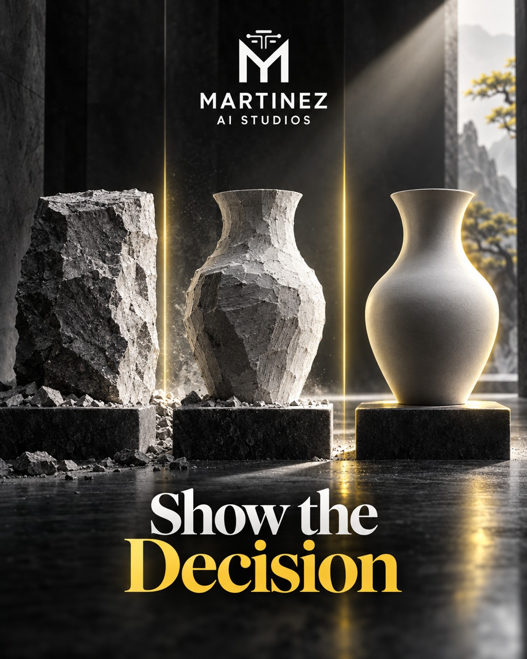 AI-generated editorial illustration: Show the Decision