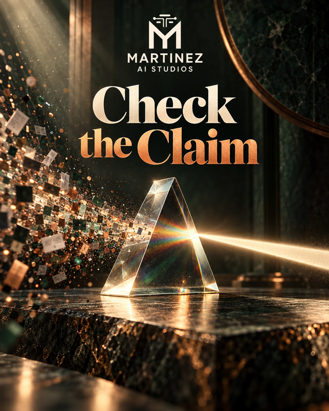 AI-generated editorial illustration: Check the Claim