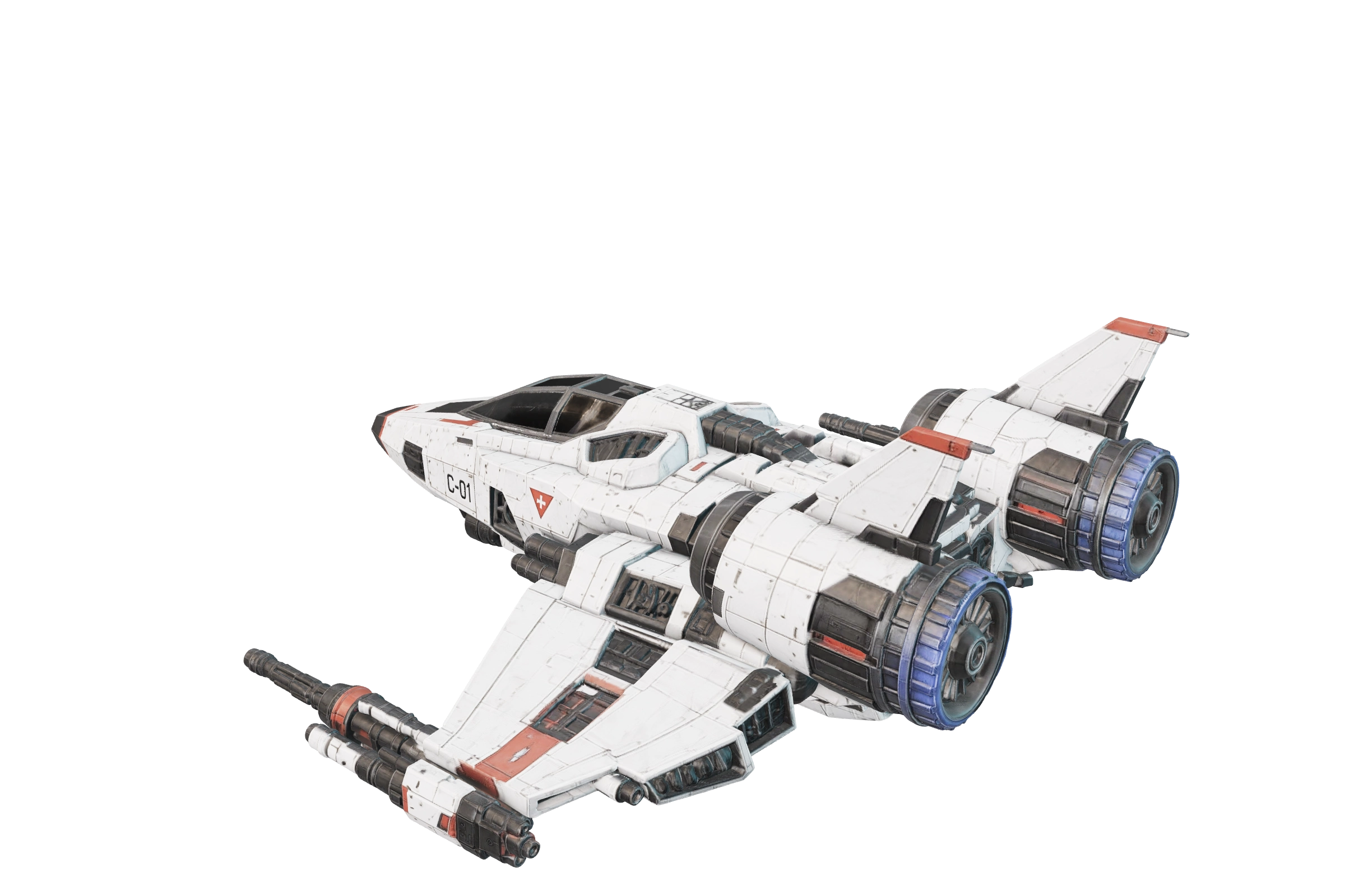Interceptor spaceship from the CONTRABAND universe, rendered from the studio’s original 3D model
