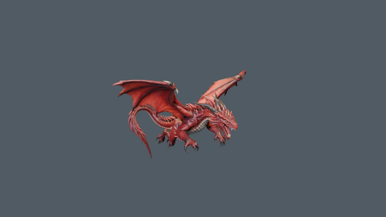 Dragón rojo con alas desplegadas